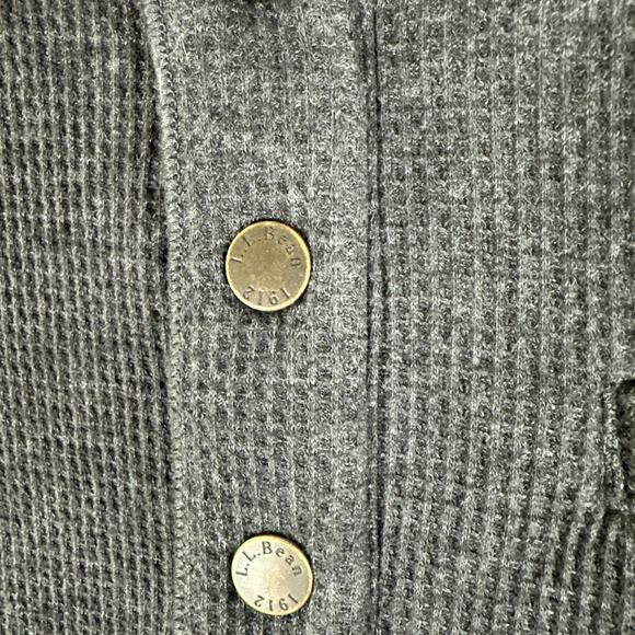 LL Bean Sweater Men 2XL Gray Katahdin Iron Works Bonded Waffle Fleece Henley - Picture 3 of 11